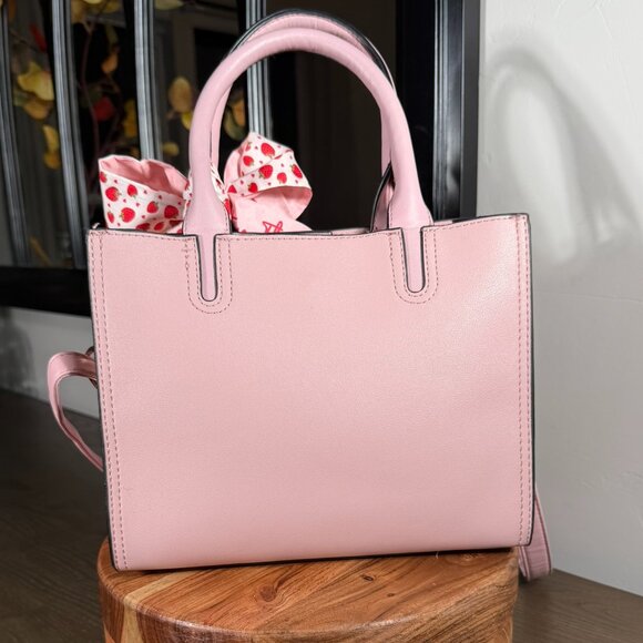 Pink Faux Leather Top Handle Satchel with Strawberry Twilly & Coin Purse Charm - Picture 4 of 15